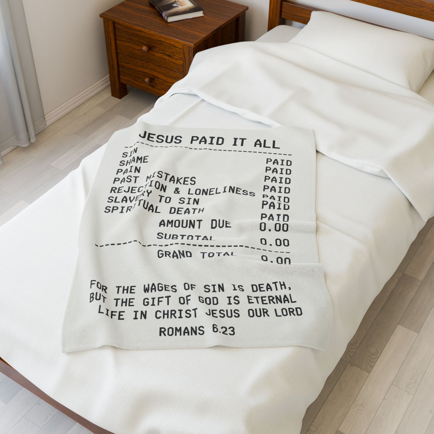 "JESUS PAID IT ALL" - Velveteen Plush Blanket