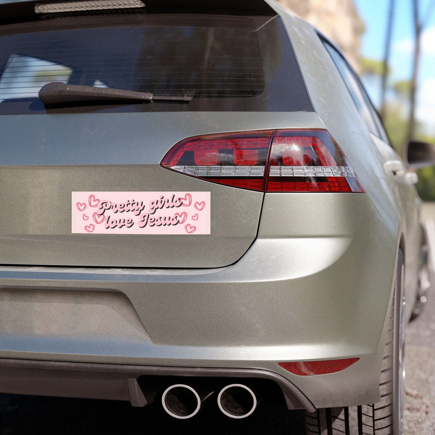 Pretty Girls Love Jesus Car Magnet - Black and Pink