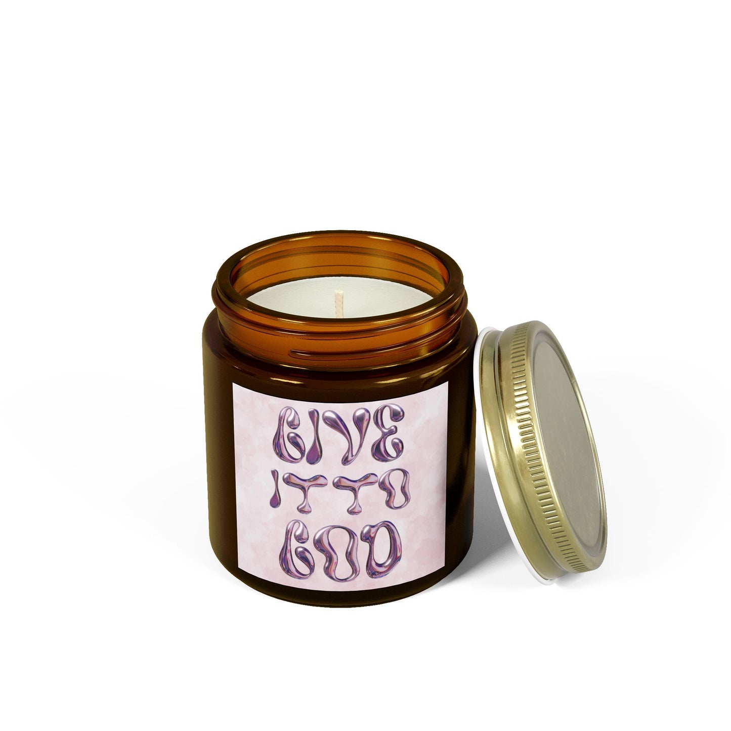 "GIVE IT TO GOD" Coconut Apricot Wax Scented Candle In Clear or Amber