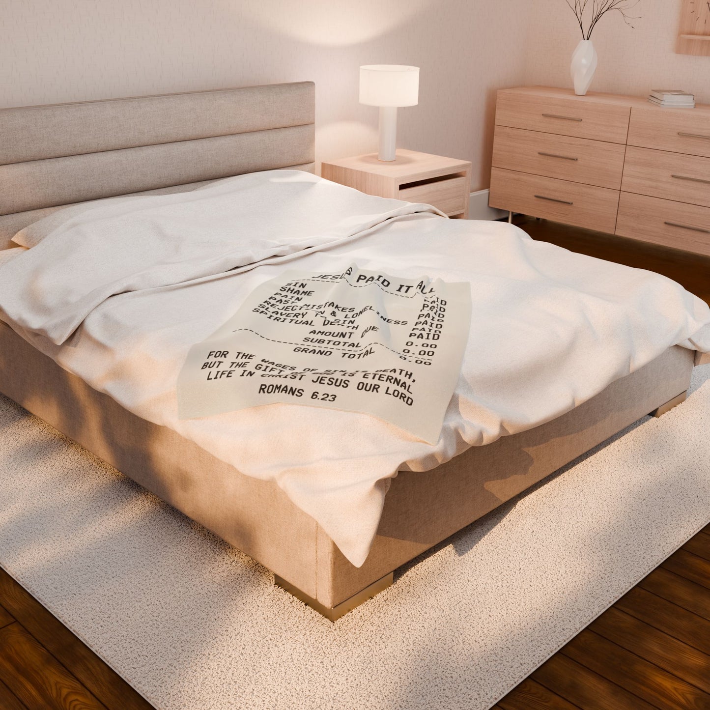 "JESUS PAID IT ALL" - Velveteen Plush Blanket