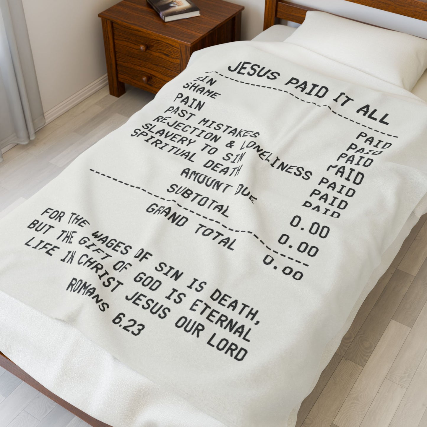 "JESUS PAID IT ALL" - Velveteen Plush Blanket