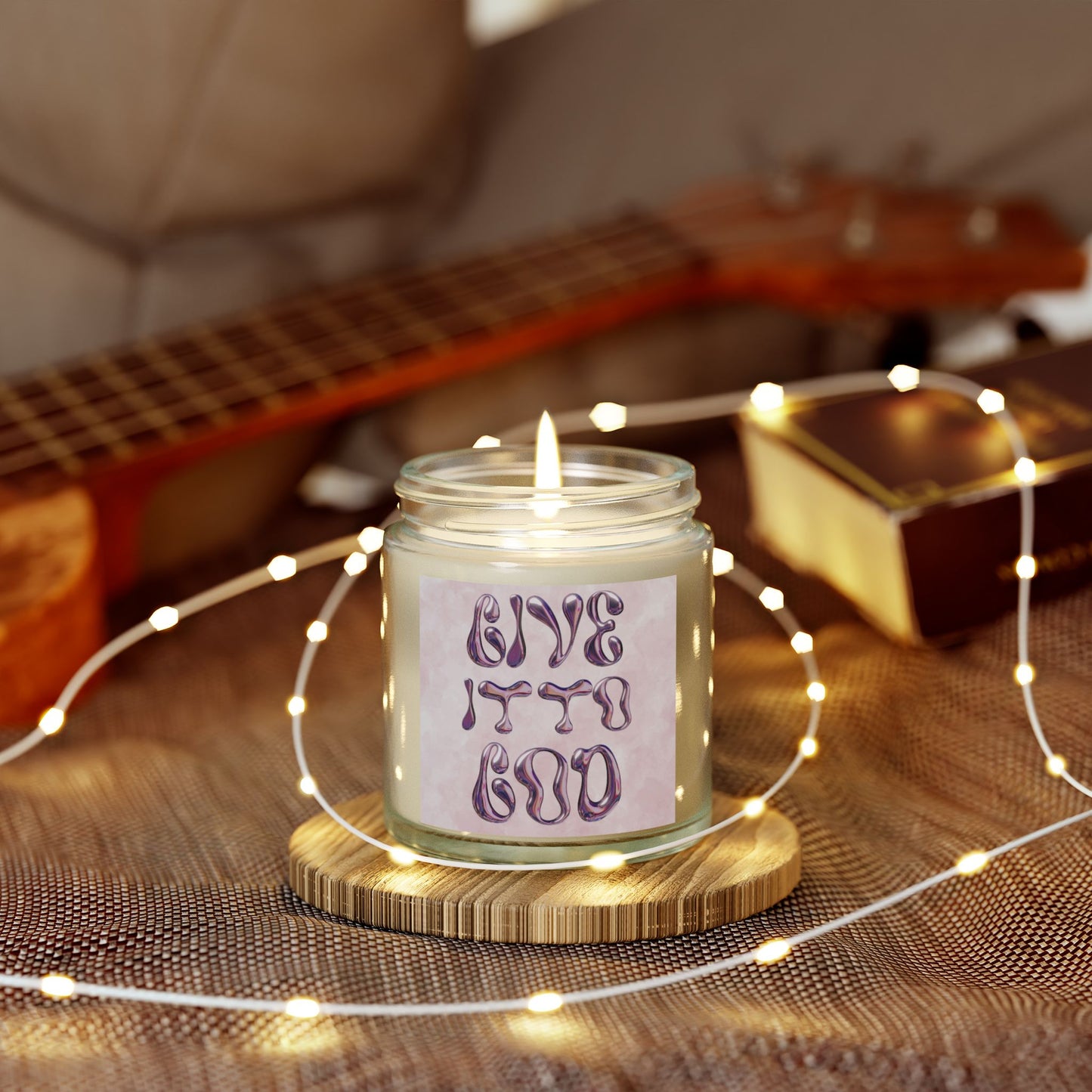 "GIVE IT TO GOD" Coconut Apricot Wax Scented Candle In Clear or Amber