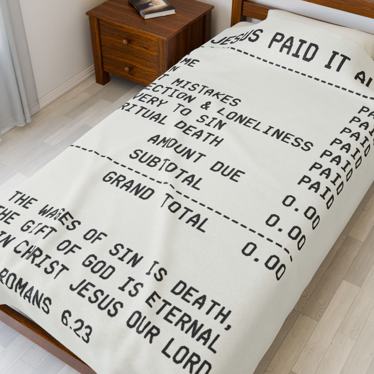 "JESUS PAID IT ALL" - Velveteen Plush Blanket