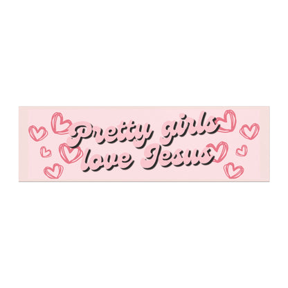 Pretty Girls Love Jesus Car Magnet - Black and Pink