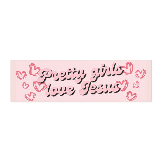 Pretty Girls Love Jesus Car Magnet - Black and Pink