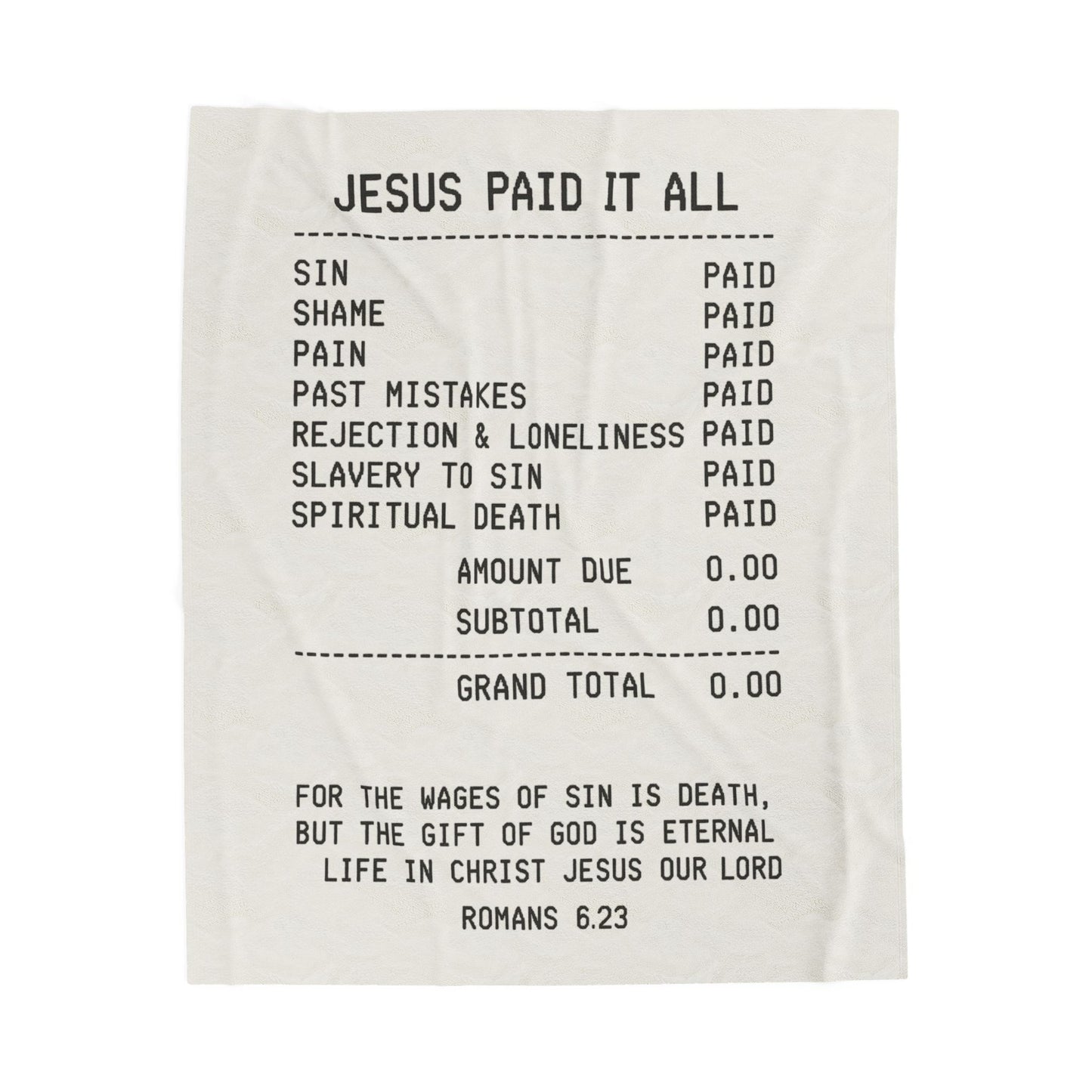 "JESUS PAID IT ALL" - Velveteen Plush Blanket