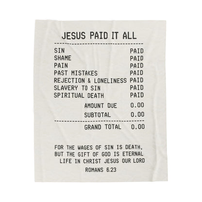 "JESUS PAID IT ALL" - Velveteen Plush Blanket