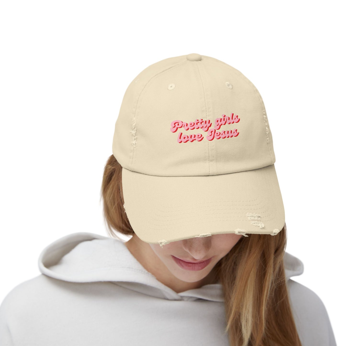 Pretty Girls Love Jesus Distressed Cap