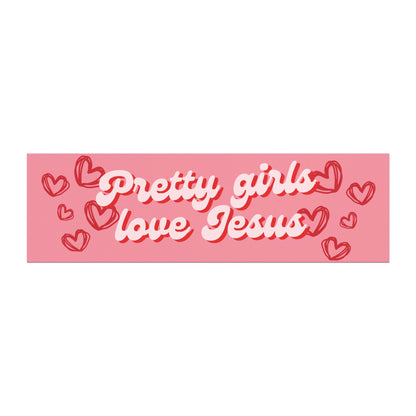 Pretty Girls Love Jesus Car Magnet - Pink and Red