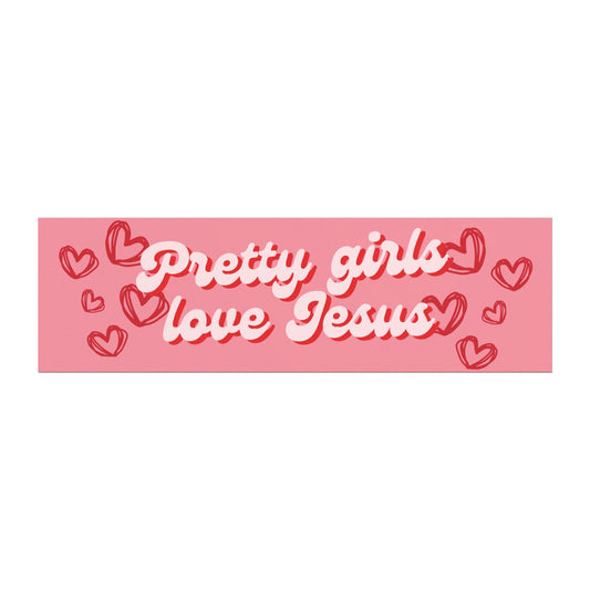 Pretty Girls Love Jesus Car Magnet - Pink and Red