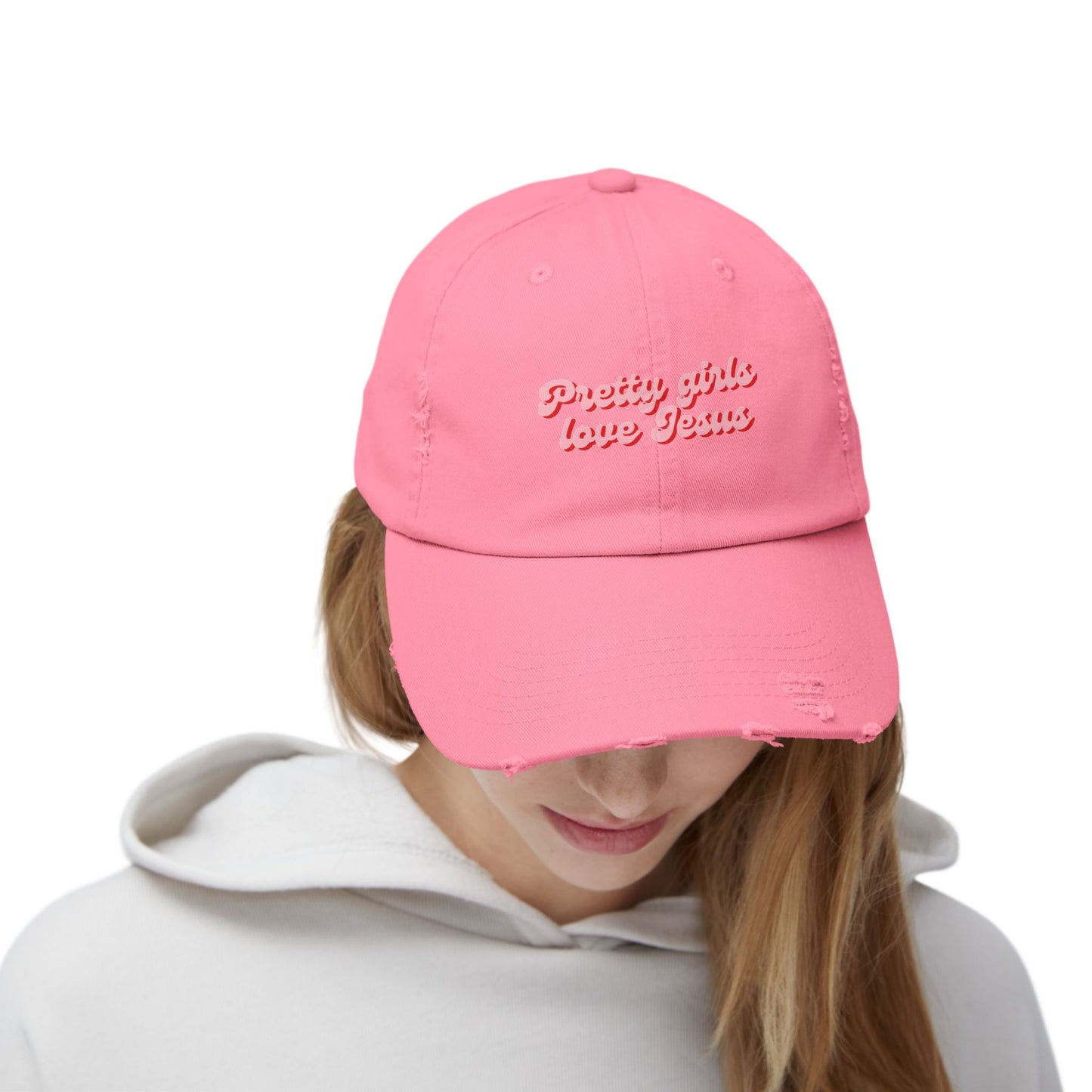 Pretty Girls Love Jesus Distressed Cap