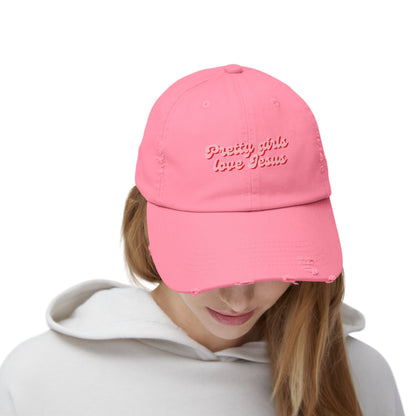 Pretty Girls Love Jesus Distressed Cap